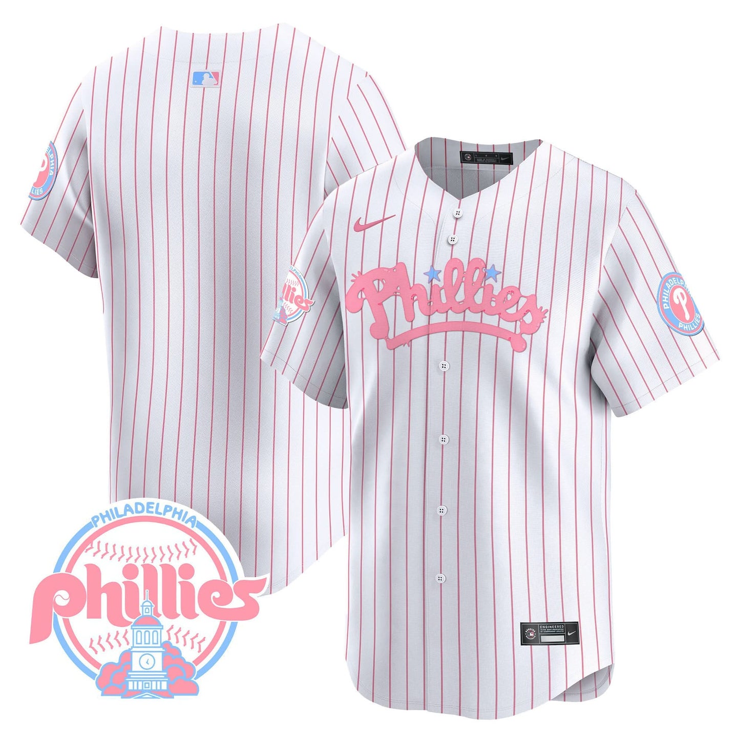 Men's Phillies Bubblegum Pink Vapor Premier Limited Jersey - All Stitched