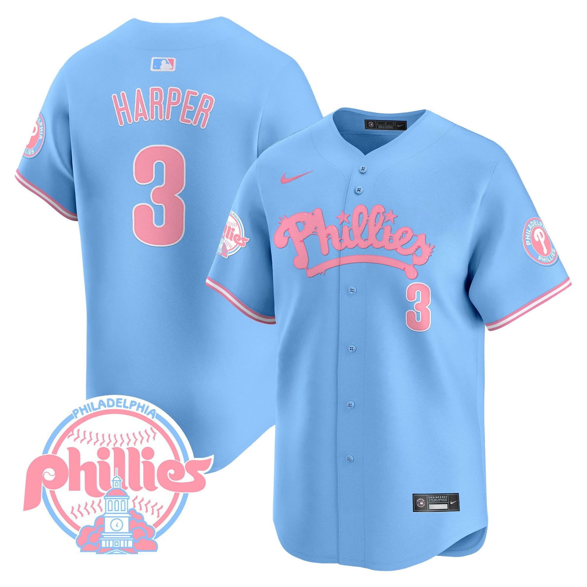Men's Phillies Bubblegum Pink Vapor Premier Limited Jersey - All Stitched