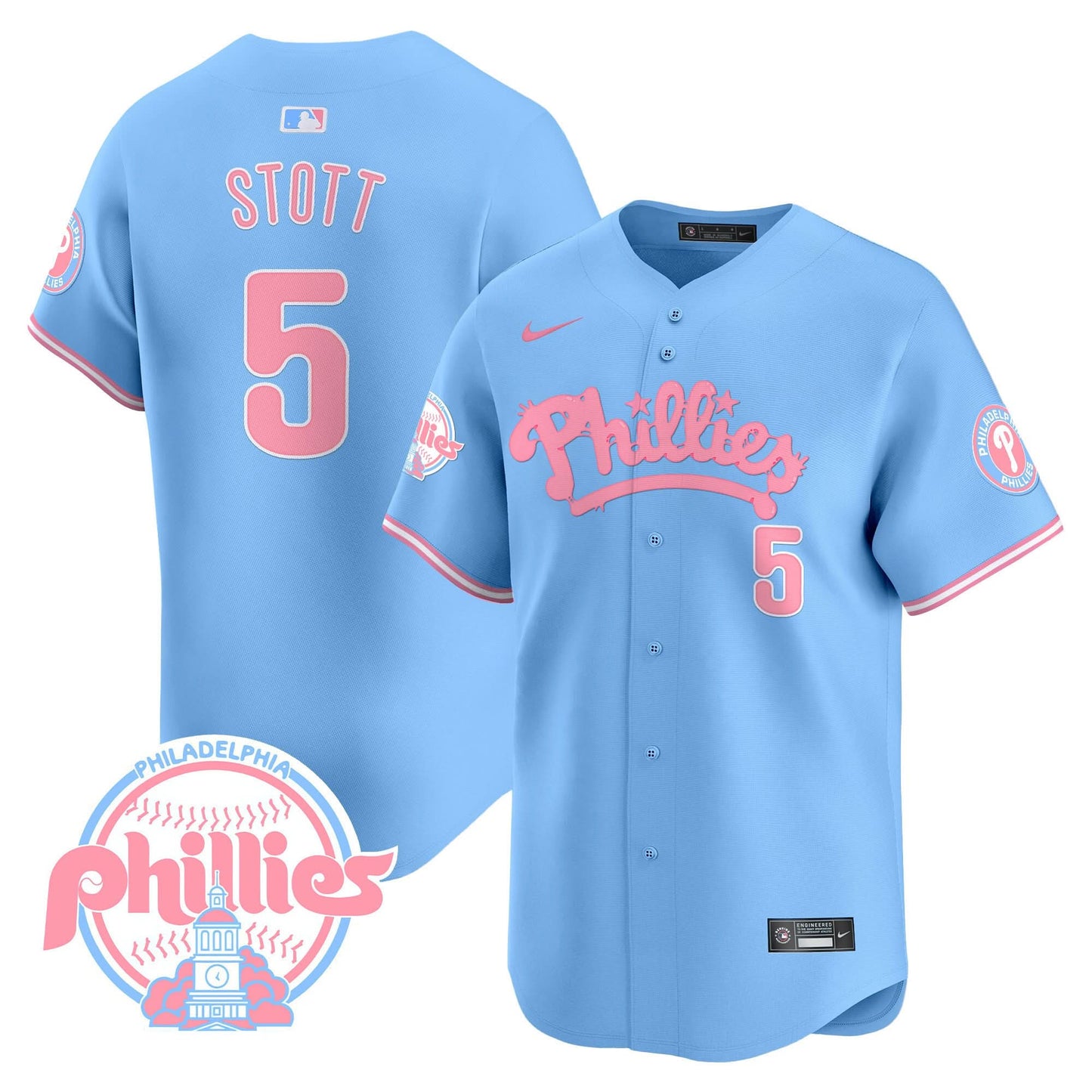 Men's Phillies Bubblegum Pink Vapor Premier Limited Jersey - All Stitched