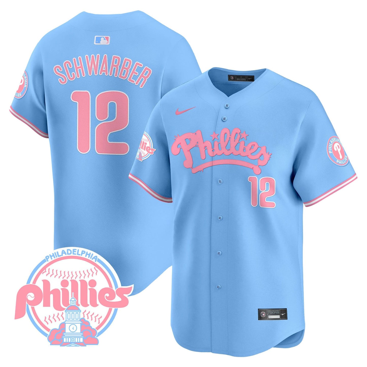 Men's Phillies Bubblegum Pink Vapor Premier Limited Jersey - All Stitched
