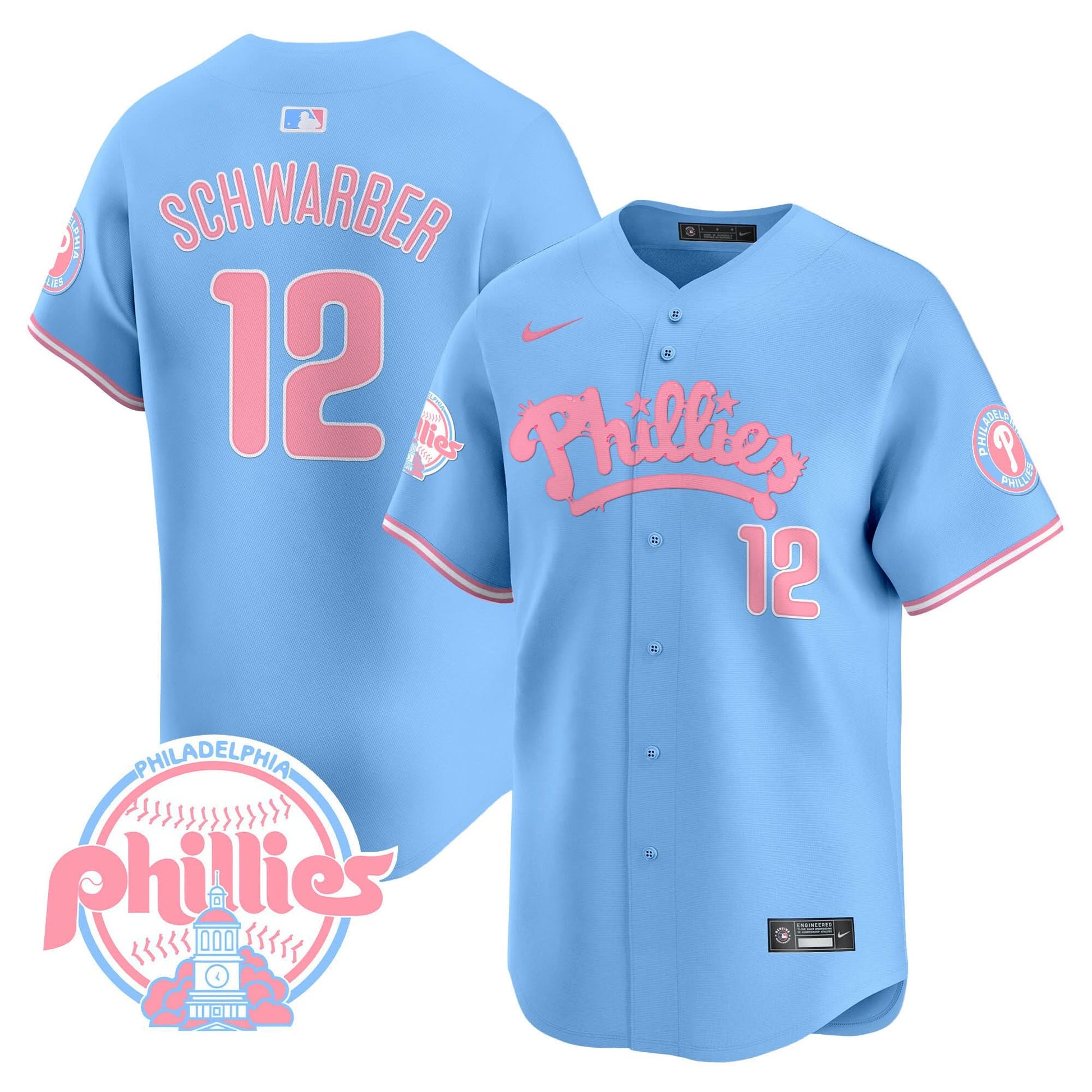 Men's Phillies Bubblegum Pink Vapor Premier Limited Jersey - All Stitched