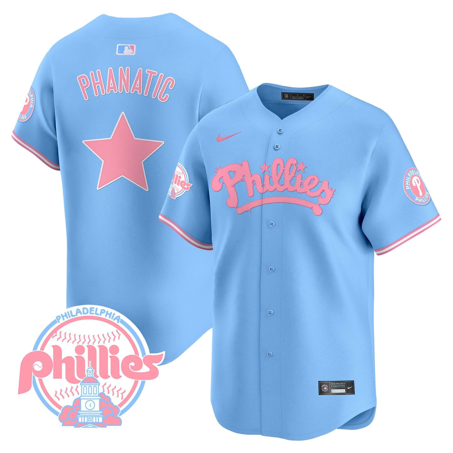 Men's Phillies Bubblegum Pink Vapor Premier Limited Jersey - All Stitched