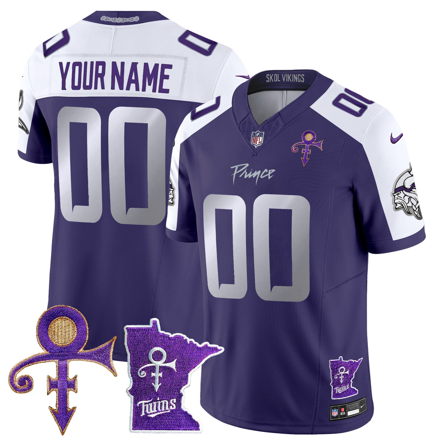 Minnesota Vikings 2024 Prince Vapor Limited Custom Jersey V2 - All Stitched