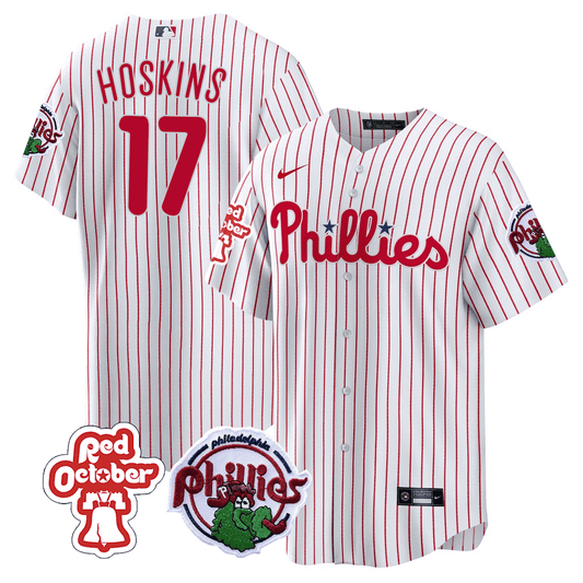 Philadelphia Phillies Red October Patch Cool Base Jersey - All Stitched