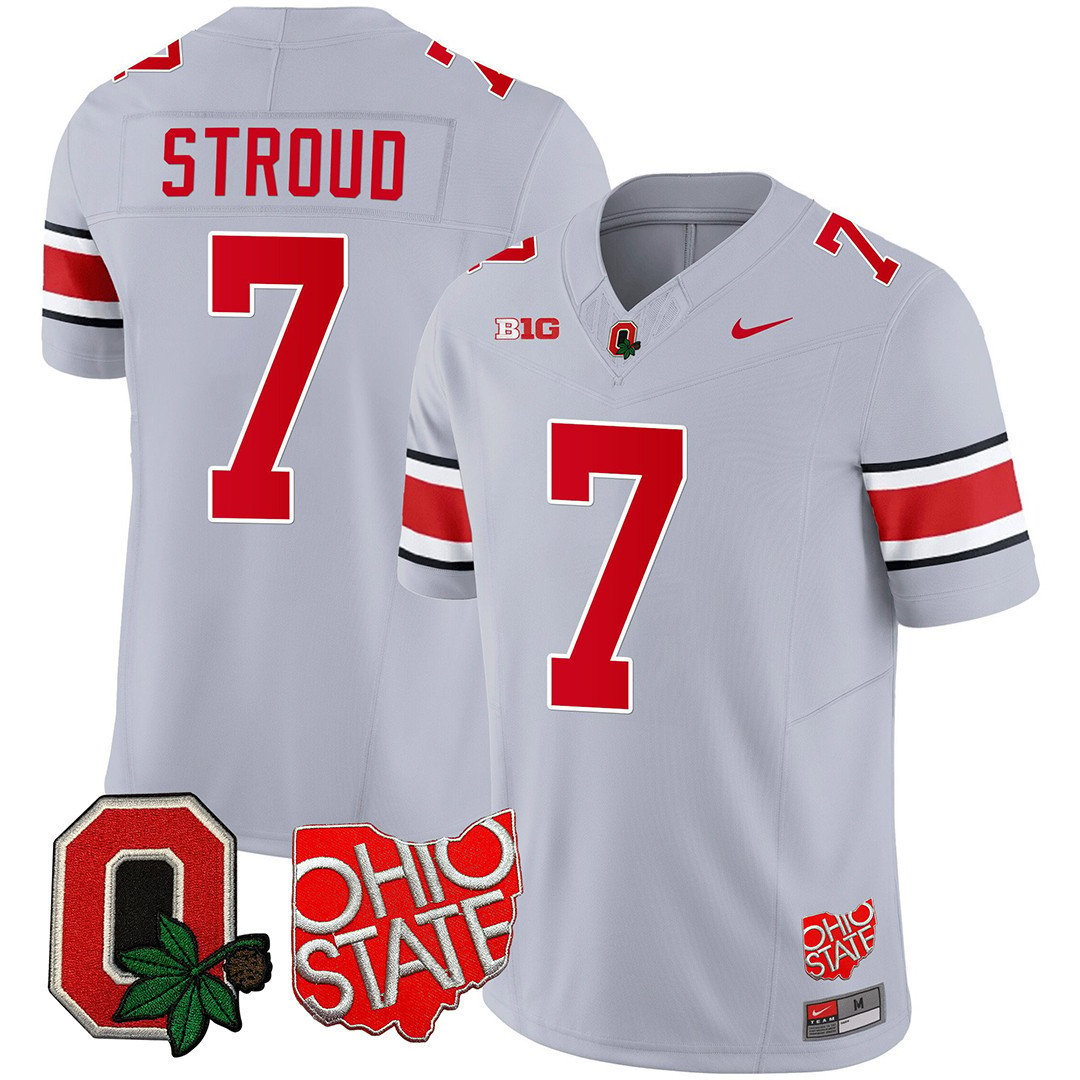 Ohio State Buckeyes Ohio State & Logo Patch Jersey - All Stitched