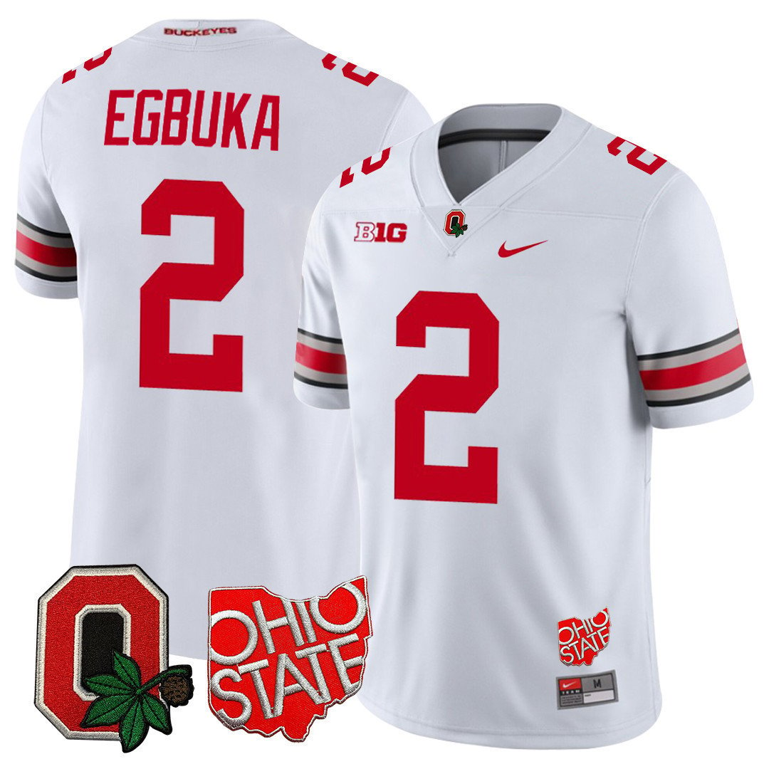 Ohio State Buckeyes Ohio State & Logo Patch Jersey - All Stitched