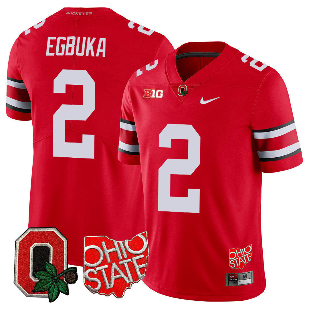 Ohio State Buckeyes Ohio State & Logo Patch Jersey - All Stitched