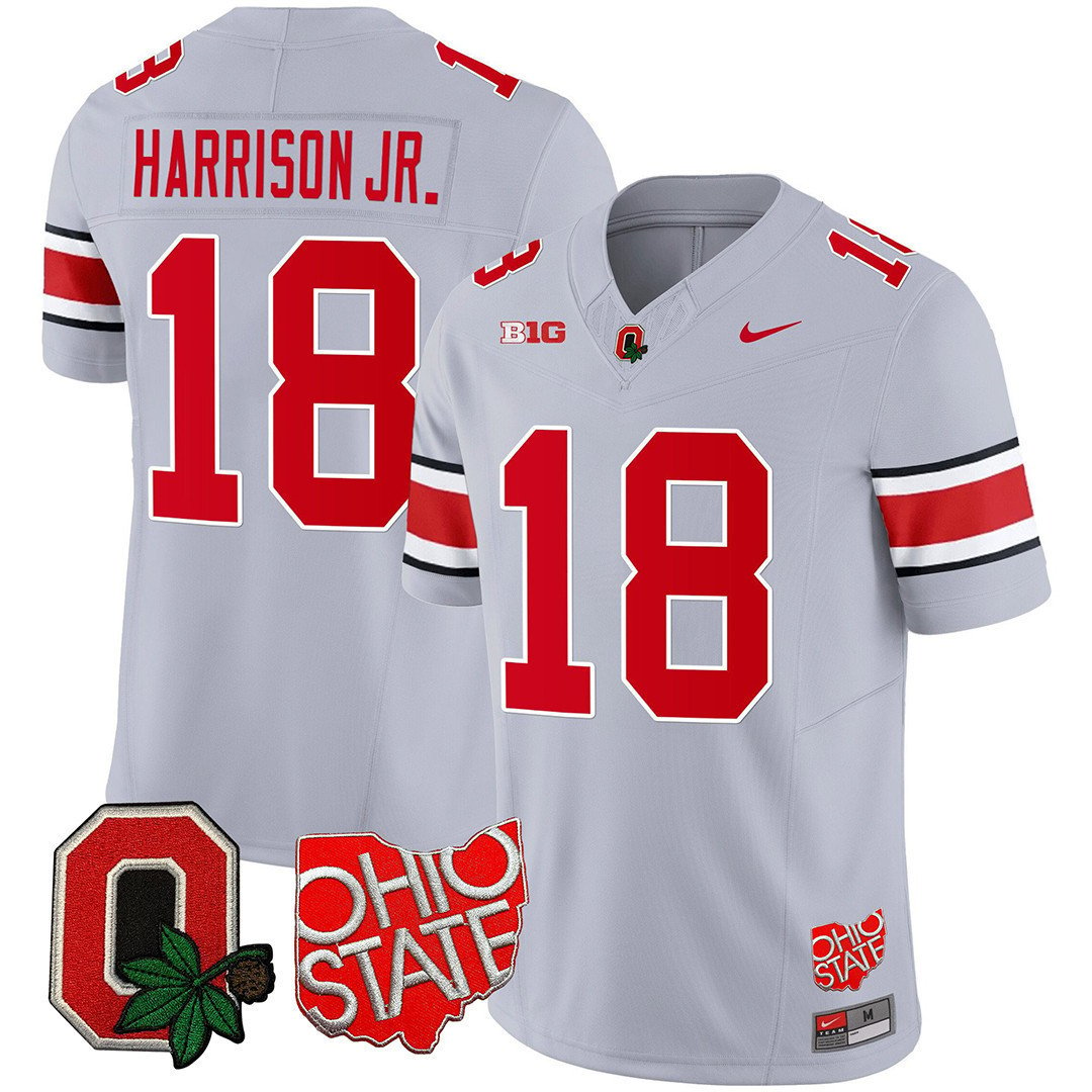 Ohio State Buckeyes Ohio State & Logo Patch Jersey - All Stitched