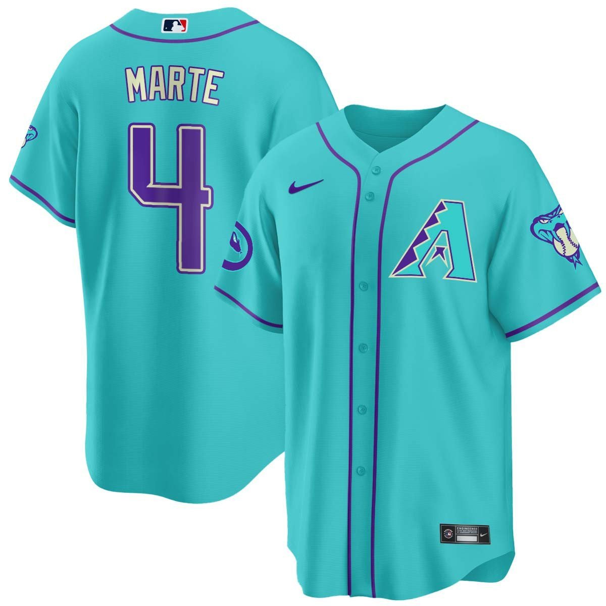 2024 Arizona Diamondbacks Teal Purple Jersey - All Stitched