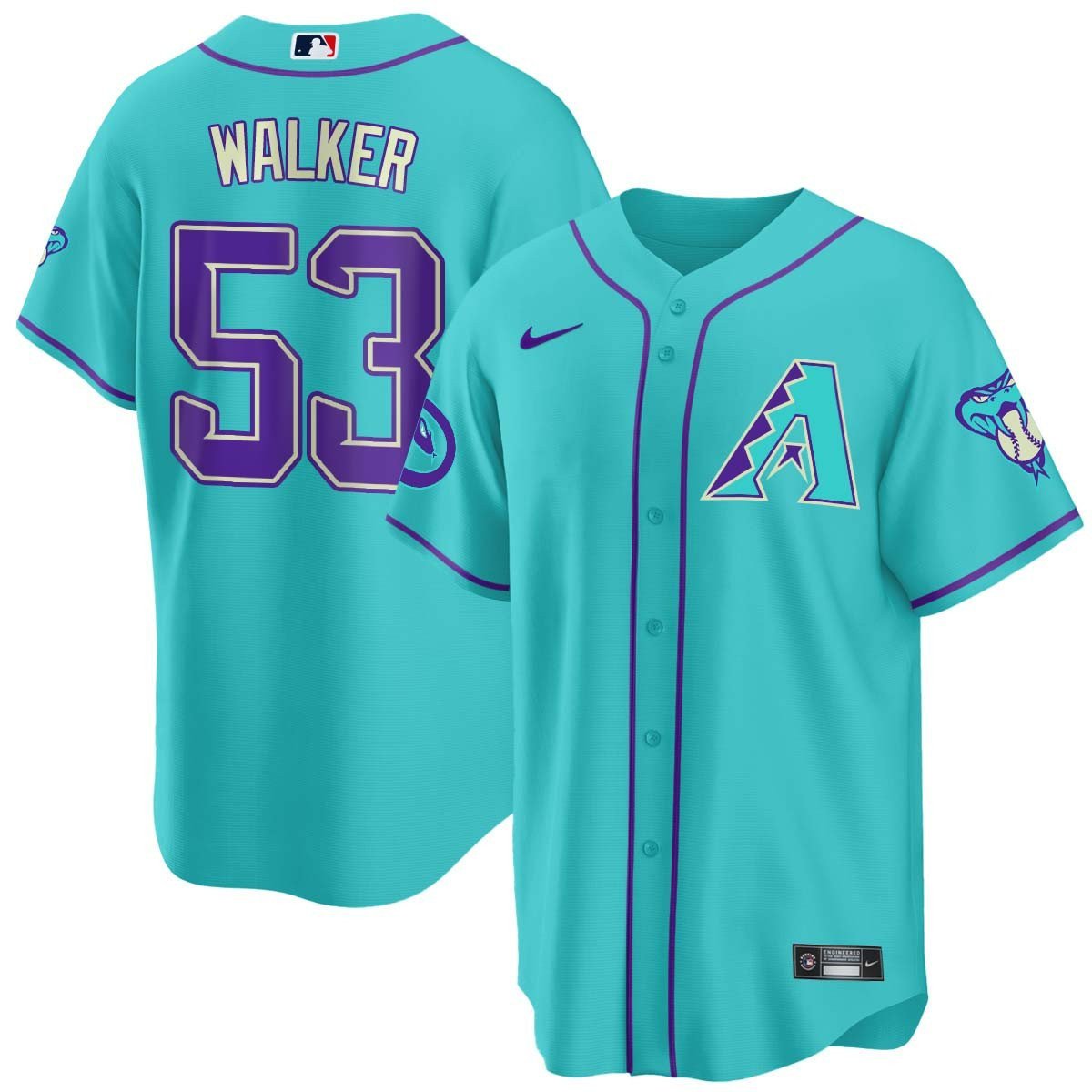 2024 Arizona Diamondbacks Teal Purple Jersey - All Stitched