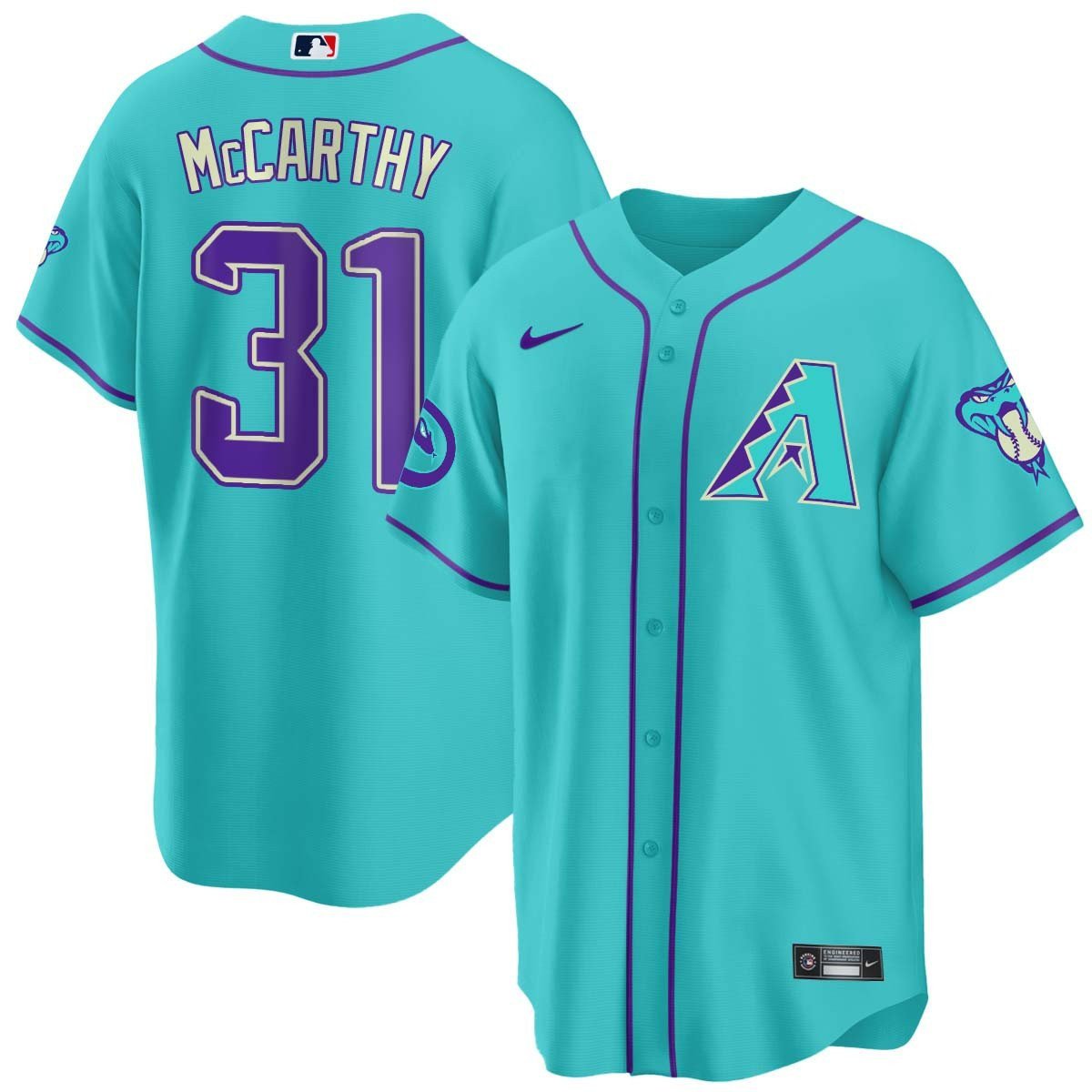 2024 Arizona Diamondbacks Teal Purple Jersey - All Stitched