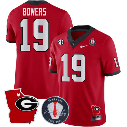 Georgia Bulldogs 2024 Vince Dooley Patch & Georgia State Map Jersey - All Stitched