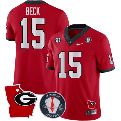 Georgia Bulldogs 2024 Vince Dooley Patch & Georgia State Map Jersey - All Stitched