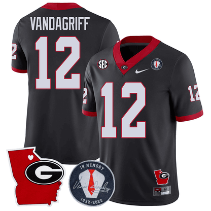 Georgia Bulldogs 2024 Vince Dooley Patch & Georgia State Map Jersey - All Stitched