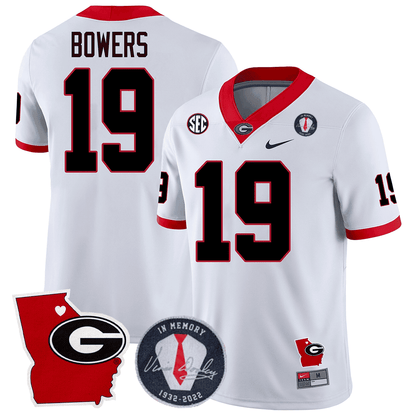 Georgia Bulldogs 2024 Vince Dooley Patch & Georgia State Map Jersey - All Stitched