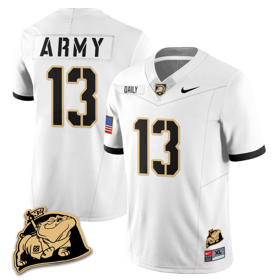 Army Black Knights Rocky The Bulldog Patch Jersey - All Stitched