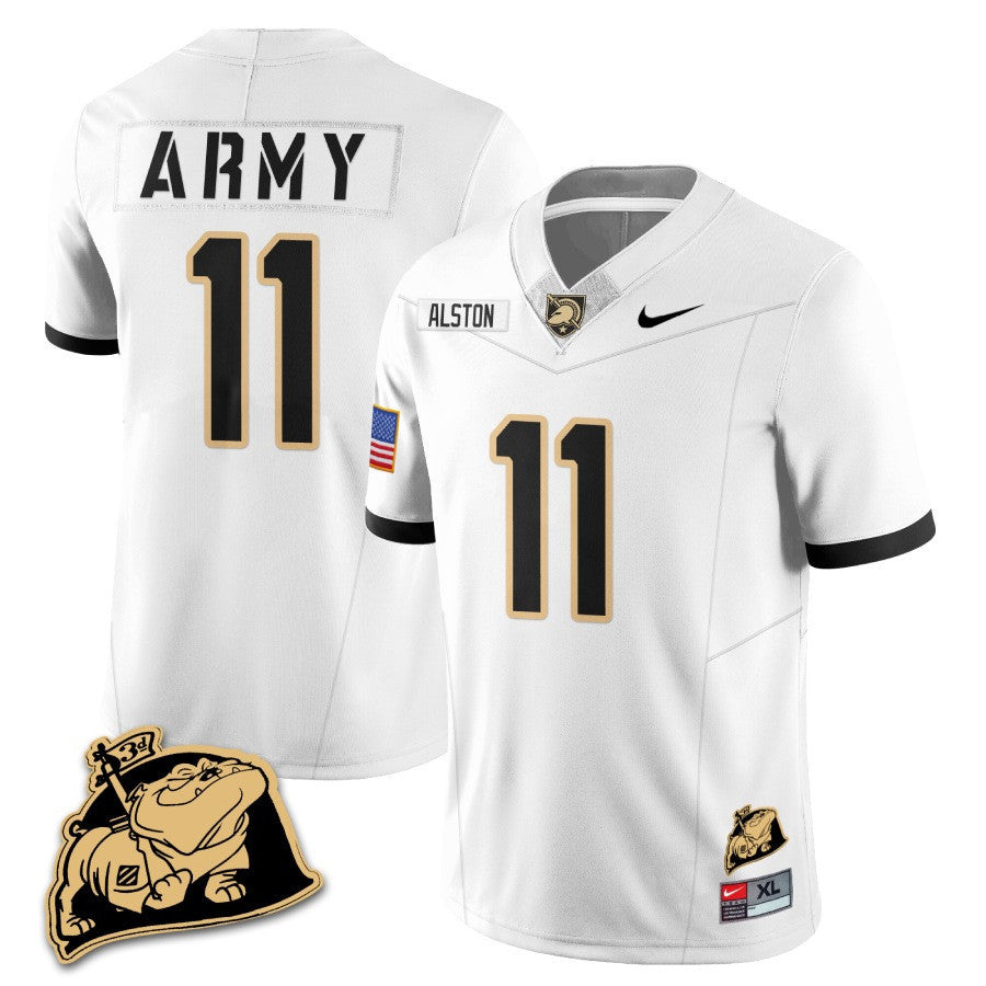 Army Black Knights Rocky The Bulldog Patch Jersey - All Stitched