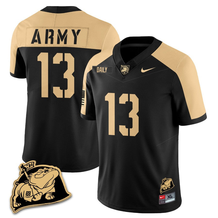 Army Black Knights Rocky The Bulldog Patch Jersey - All Stitched