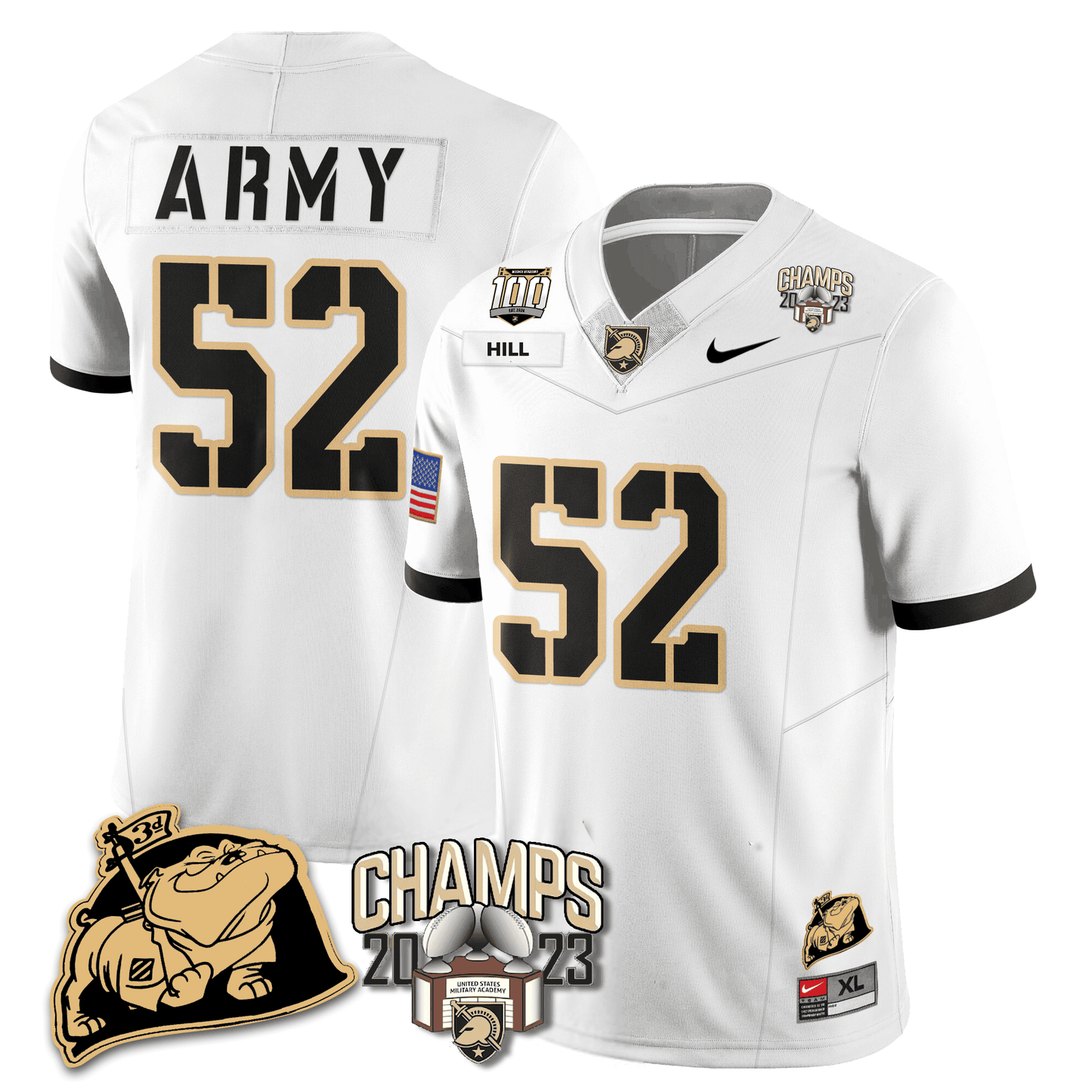 Army Black Knights 2023 CIC Trophy Champion Patch Jersey - All Stitched