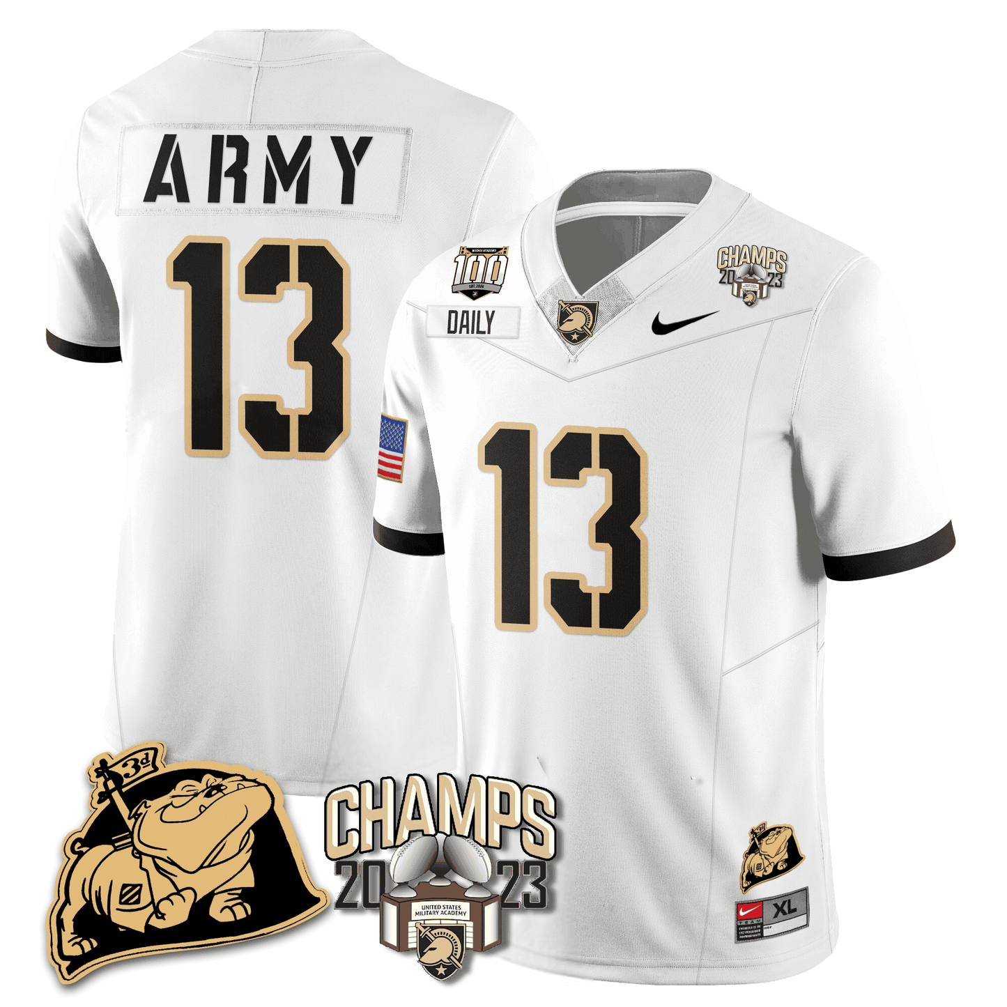 Army Black Knights 2023 CIC Trophy Champion Patch Jersey - All Stitched