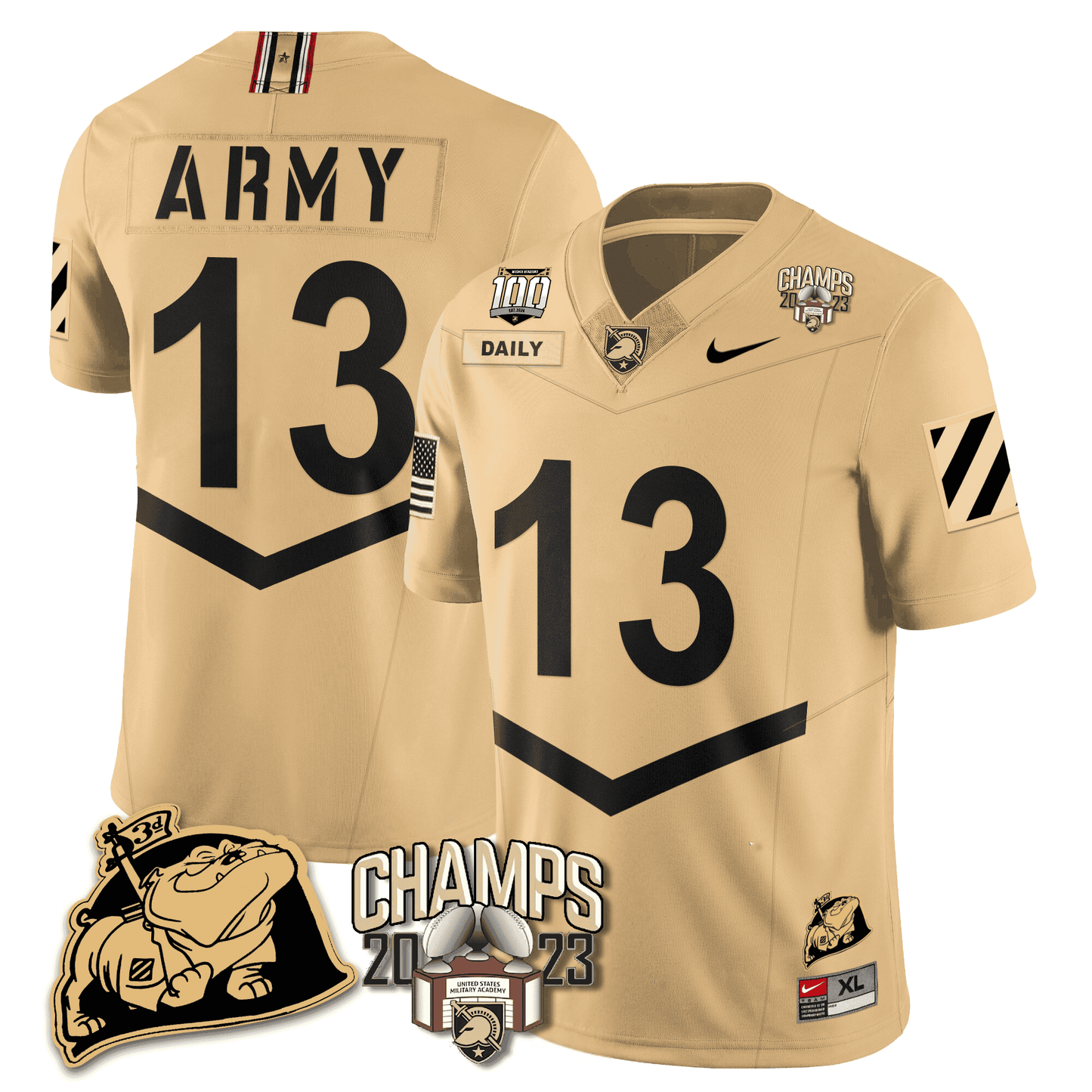 Army Black Knights 2023 CIC Trophy Champion Patch Jersey - All Stitched