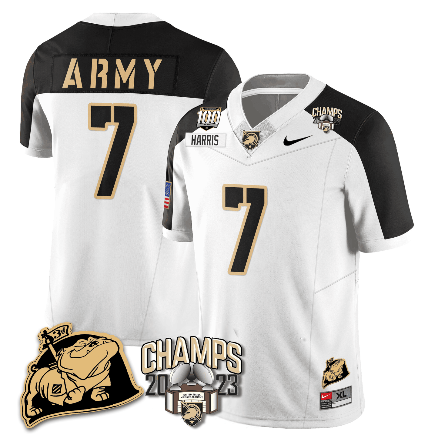 Army Black Knights 2023 CIC Trophy Champion Patch Jersey - All Stitched