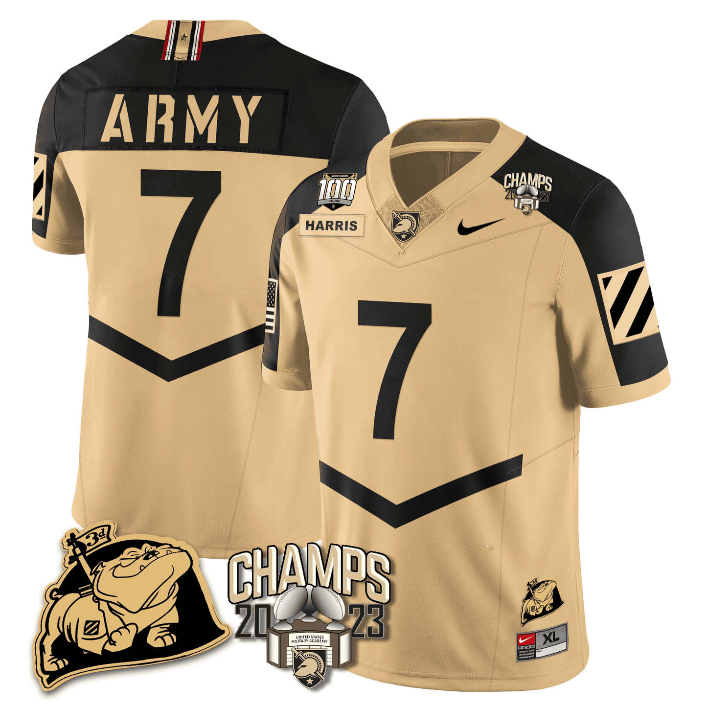 Army Black Knights 2023 CIC Trophy Champion Patch Jersey - All Stitched