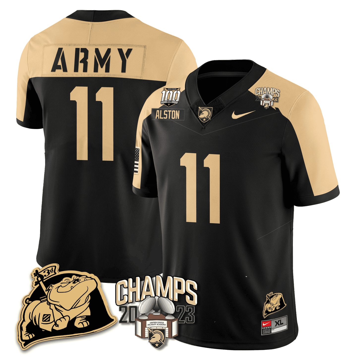 Army Black Knights 2023 CIC Trophy Champion Patch Jersey - All Stitched