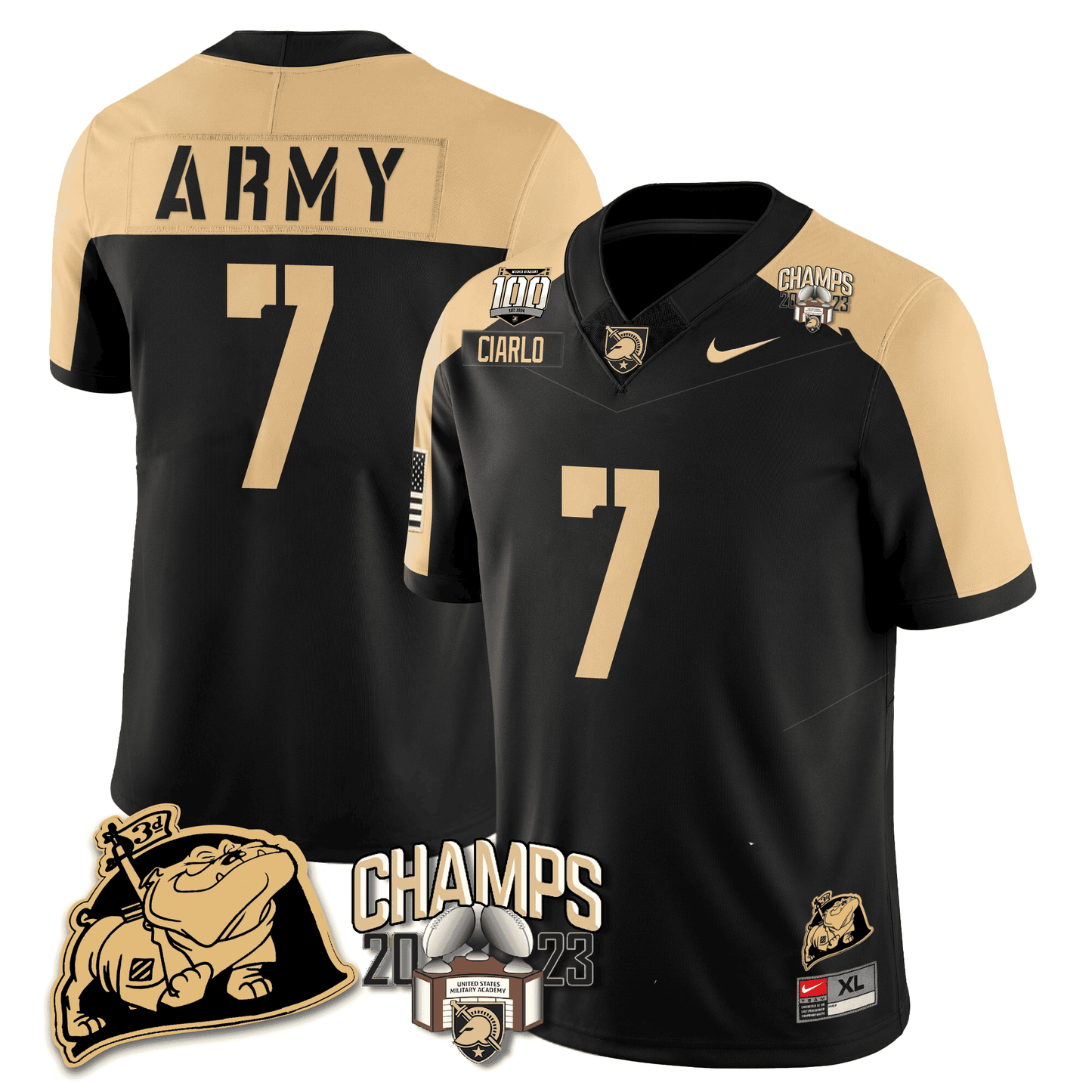 Army Black Knights 2023 CIC Trophy Champion Patch Jersey - All Stitched