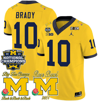 Michigan Wolverines 2023 National Champions & Rose Bowl Patch Vapor Jersey - All Stitched