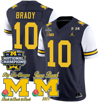 Michigan Wolverines 2023 National Champions & Rose Bowl Patch Vapor Jersey - All Stitched