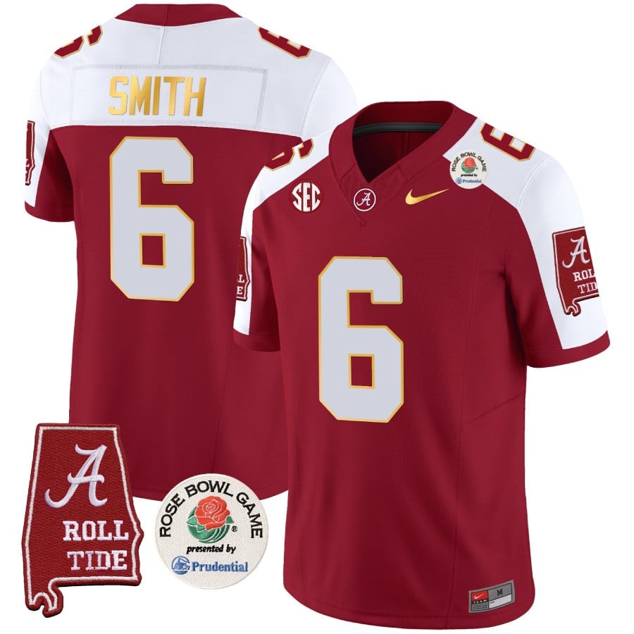 Alabama Crimson Tide Rose Bowl Patch Gold Trim Vapor Limited Jersey - All Stitched