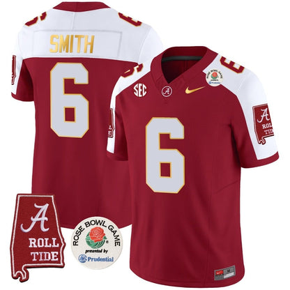 Alabama Crimson Tide Rose Bowl Patch Gold Trim Vapor Limited Jersey - All Stitched