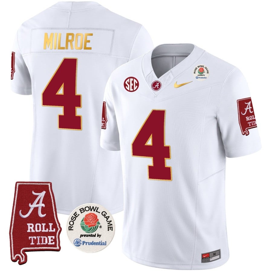 Alabama Crimson Tide Rose Bowl Patch Gold Trim Vapor Limited Jersey - All Stitched