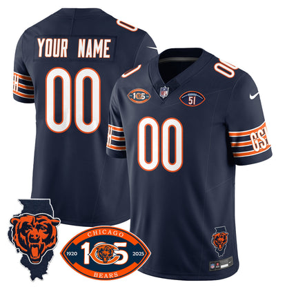 Bears 1920-2025 The Bears Vapor Limited Custom Jersey - All Stitched