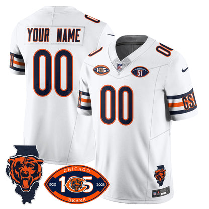 Bears 1920-2025 The Bears Vapor Limited Custom Jersey - All Stitched