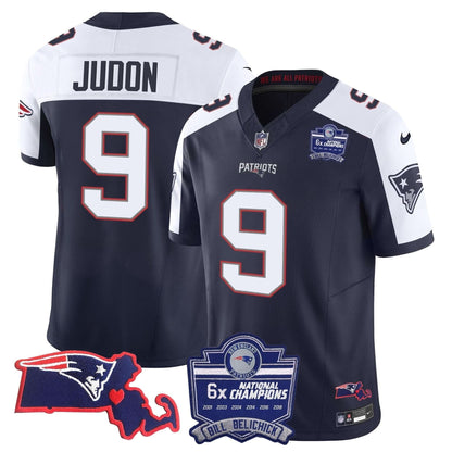 Patriots Bill Belichick 6x Champions Patch Vapor Jersey - All Stitched