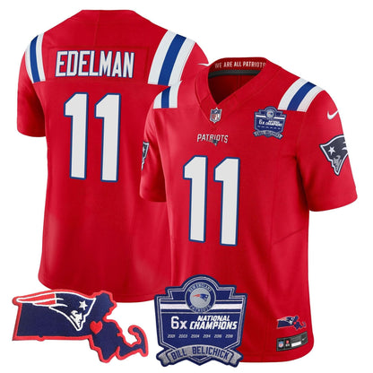 Patriots Bill Belichick 6x Champions Patch Vapor Jersey - All Stitched