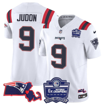 Patriots Bill Belichick 6x Champions Patch Vapor Jersey - All Stitched