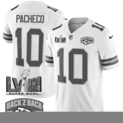 Chiefs Super Bowl LVIII & Back 2 Back Patch Vapor Jersey - All Stitched