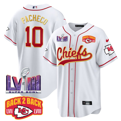 Chiefs Super Bowl LVIII & Back 2 Back Patch Baseball Jersey - All Stitched