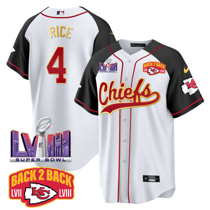 Chiefs Super Bowl LVIII & Back 2 Back Patch Baseball Jersey - All Stitched