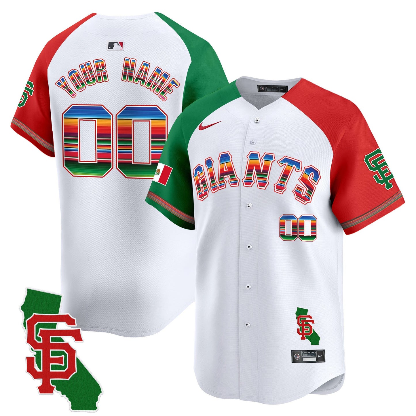 San Francisco Giants Mexico California Patch Vapor Premier Limited Custom Jersey - All Stitched