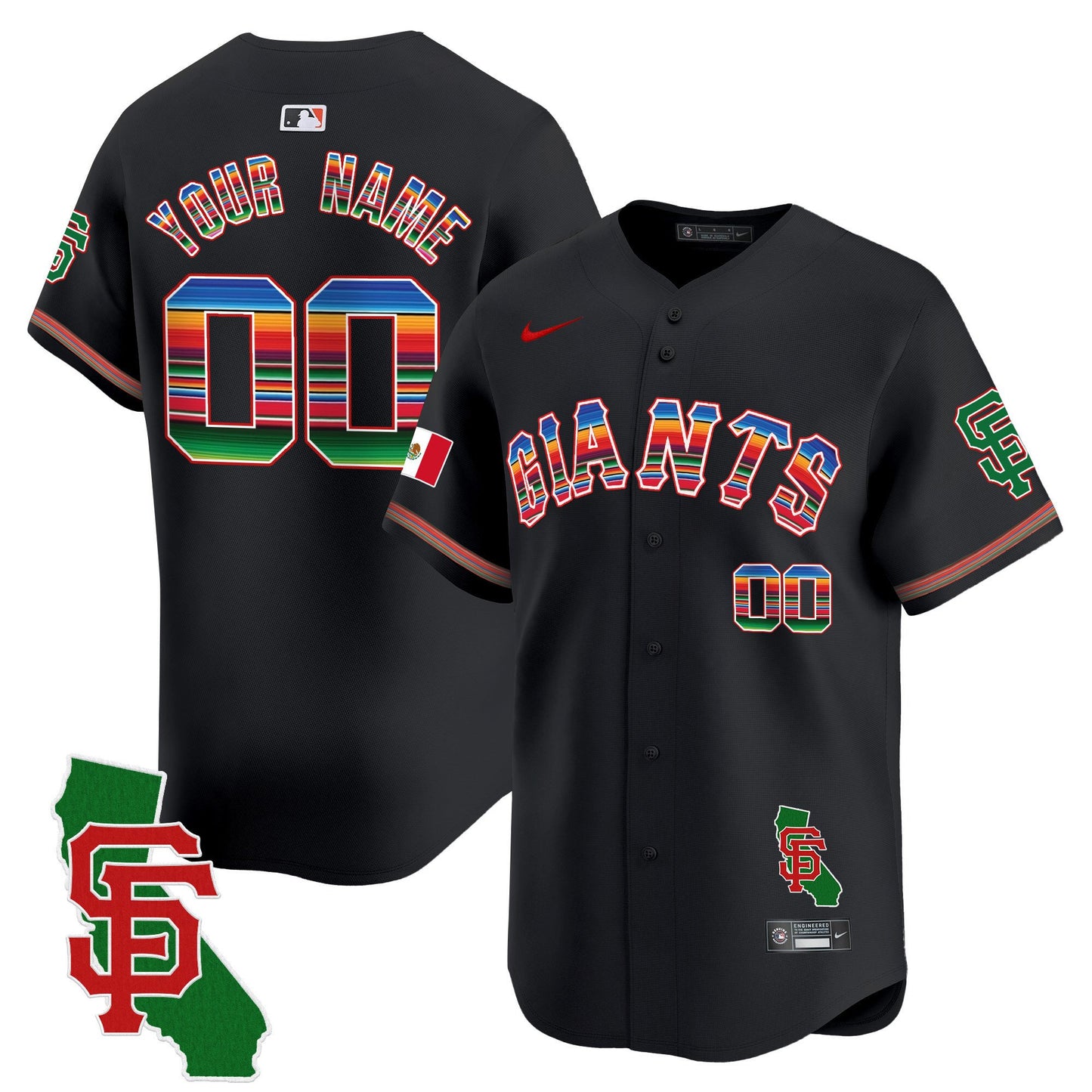 San Francisco Giants Mexico California Patch Vapor Premier Limited Custom Jersey - All Stitched