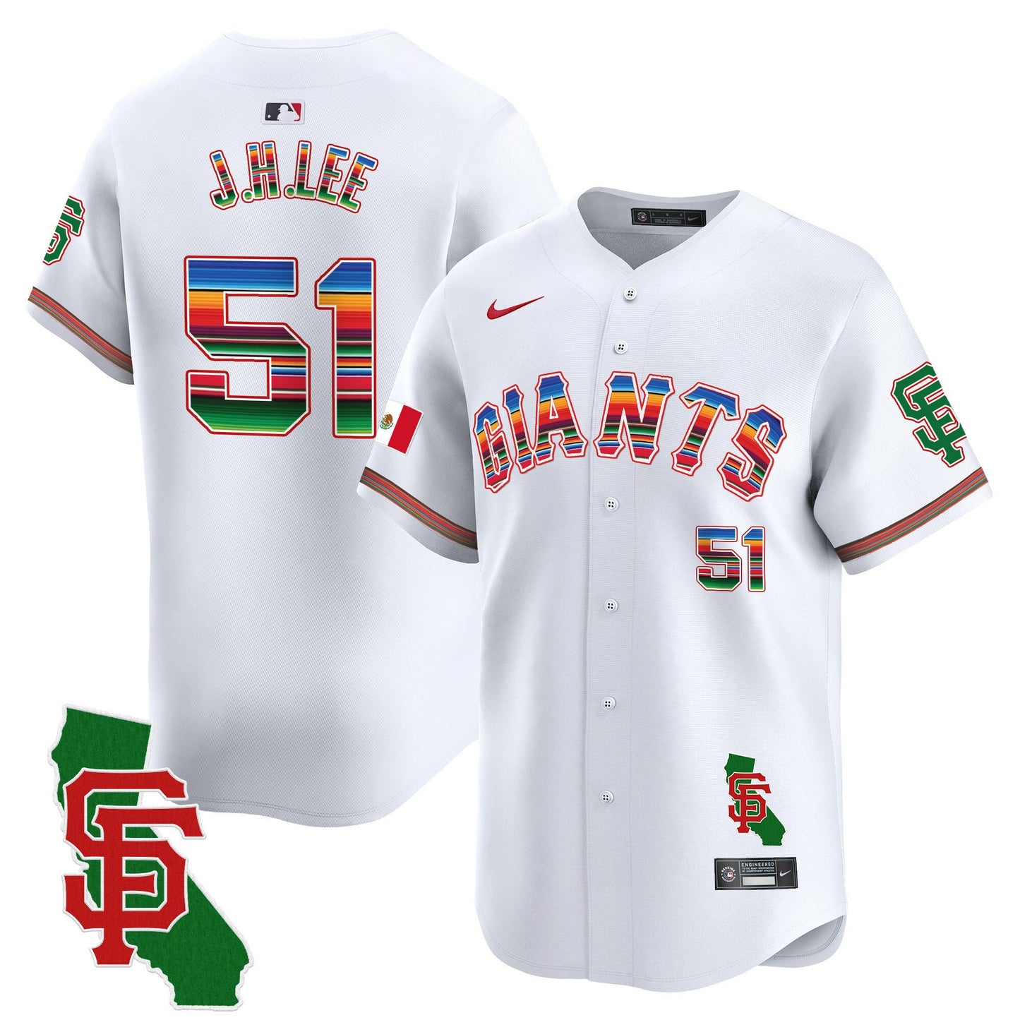 San Francisco Giants Mexico California Patch Vapor Premier Limited Jersey - All Stitched