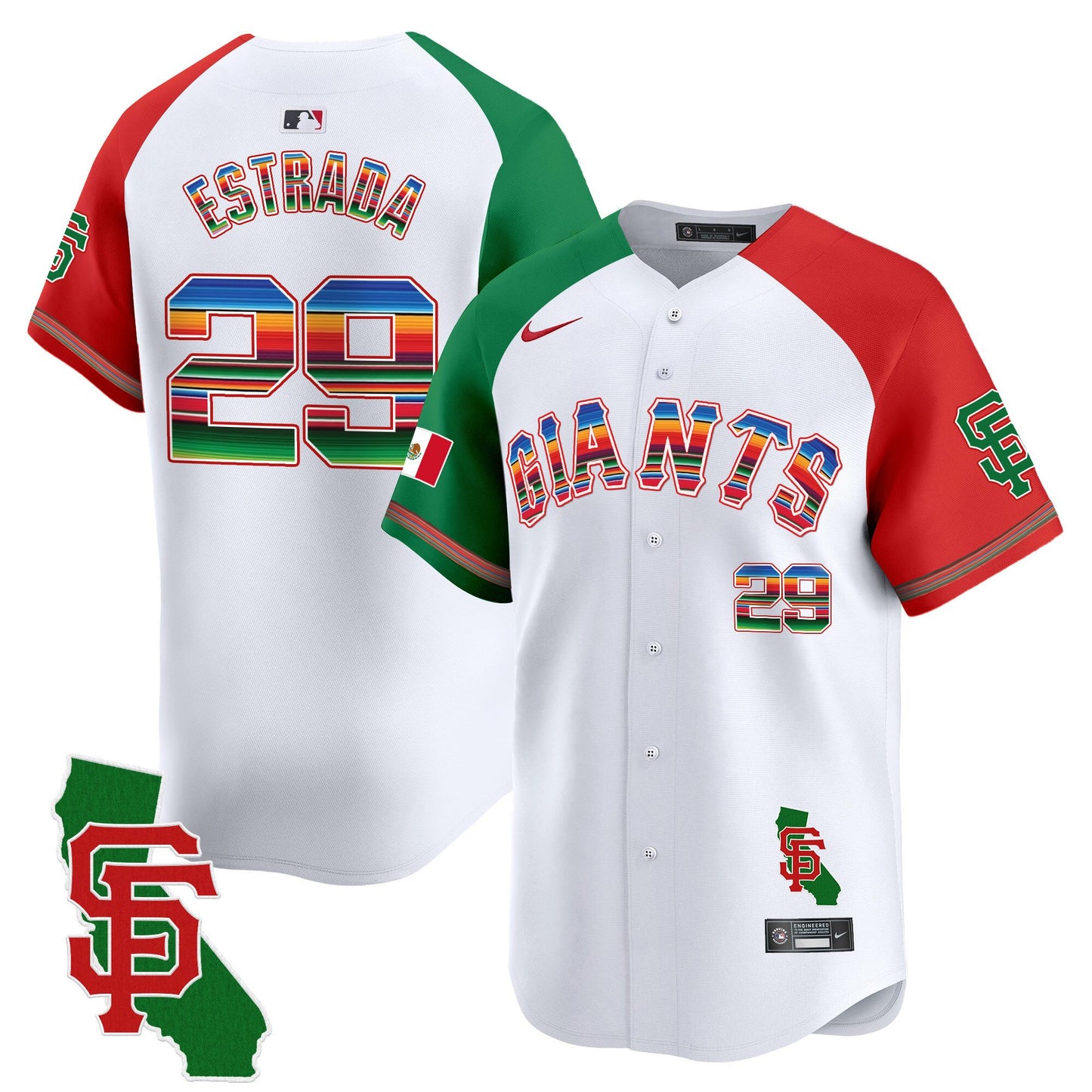 San Francisco Giants Mexico California Patch Vapor Premier Limited Jersey - All Stitched