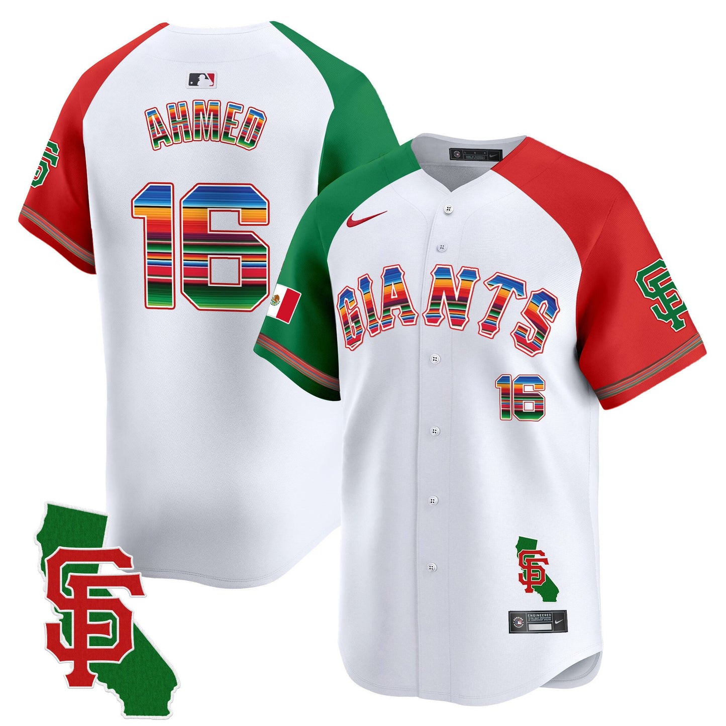 San Francisco Giants Mexico California Patch Vapor Premier Limited Jersey - All Stitched