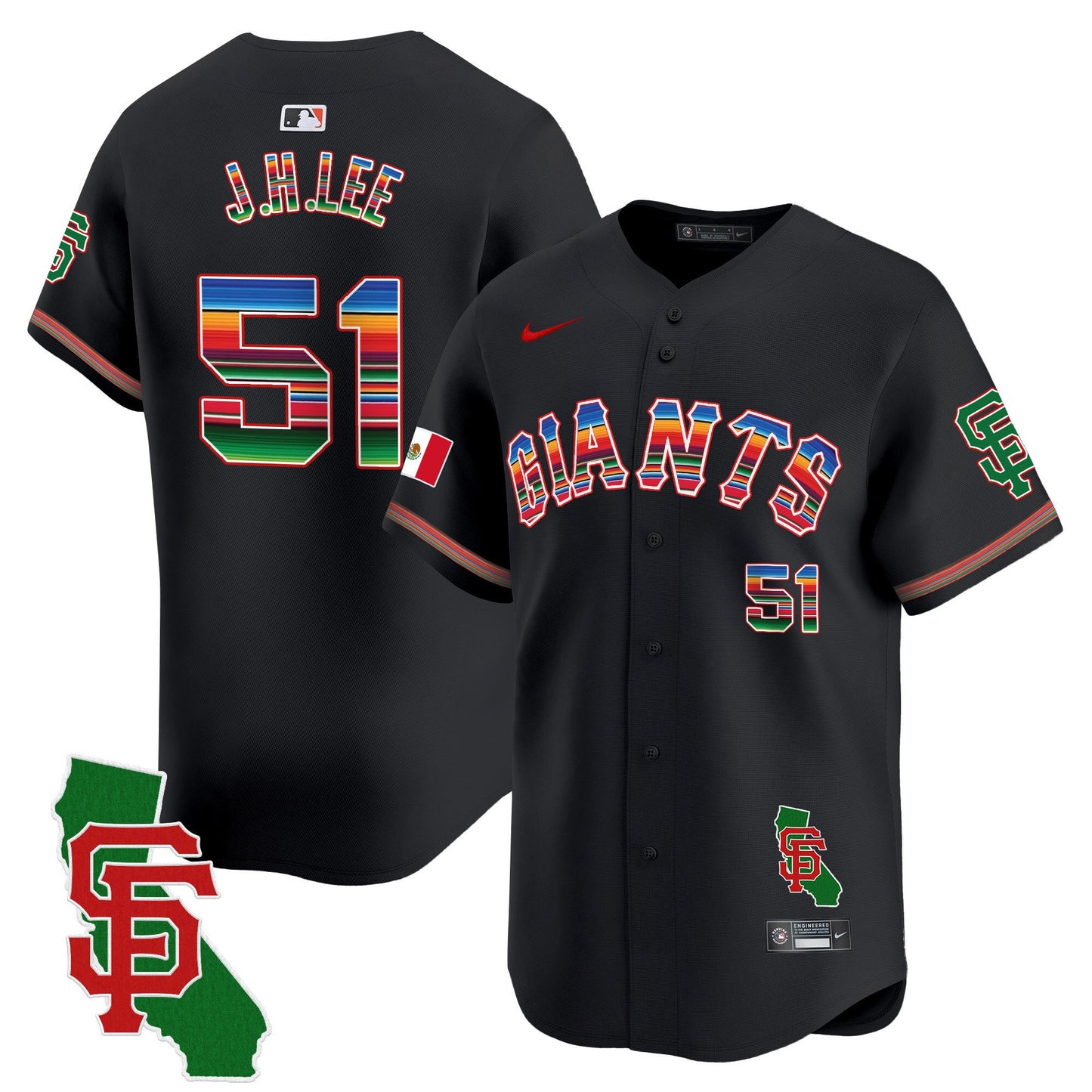 San Francisco Giants Mexico California Patch Vapor Premier Limited Jersey - All Stitched