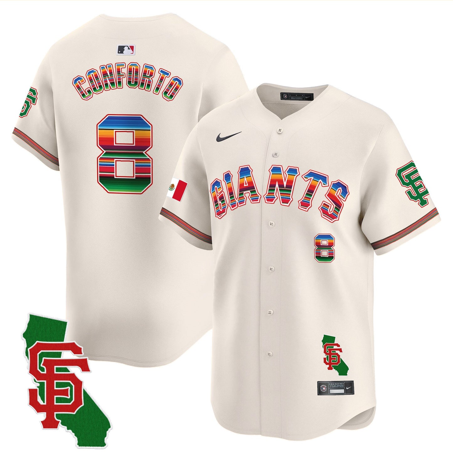 San Francisco Giants Mexico California Patch Vapor Premier Limited Jersey - All Stitched