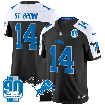 Detroit Lions 2024 Michigan & 90th Year Patch Vapor Jersey - All Stitched